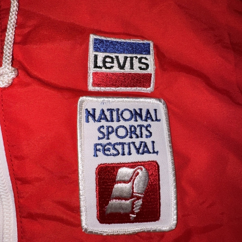 Vintage 60s Levis Hooded National Sports Festival Jacket Light Windbreaker M Red - Picture 3 of 13